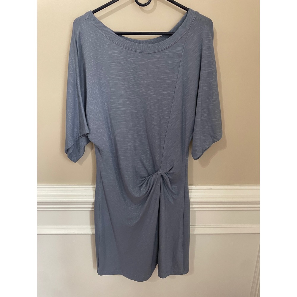 Daily Practice by Anthropologie Size M Side Twist T-Shirt Dress Blue Slub Knit